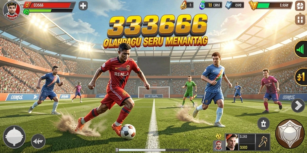 Screenshot gameplay 333666 yang menunjukkan aksi olahraga yang mendebarkan.