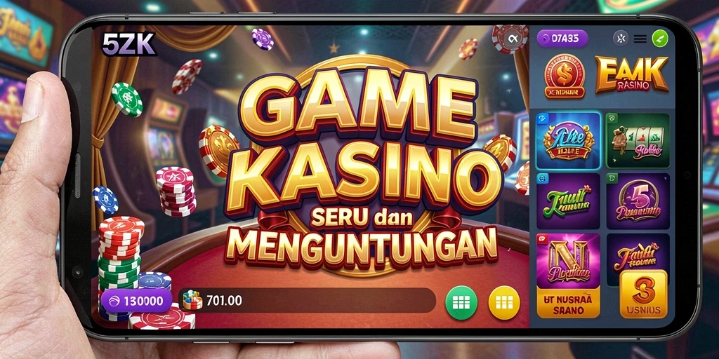 Tampilan gameplay menarik di 5ZK dengan fitur Kasino yang seru.