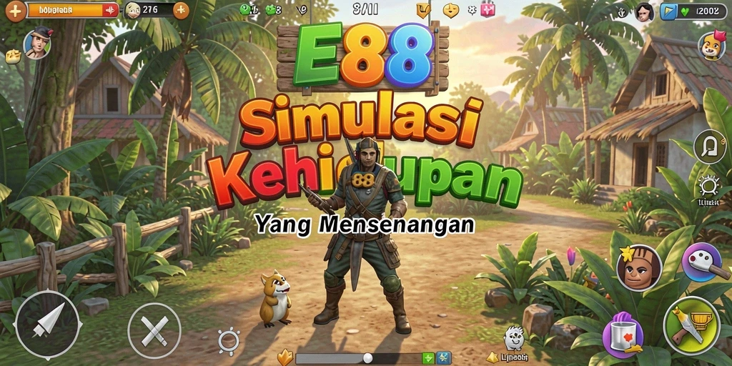 Screenshot gameplay E88 menampilkan eksplorasi dunia virtual yang luas.