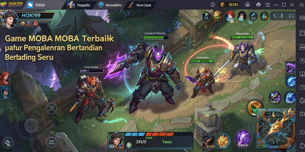 Tampilan gameplay epik HOKI99 saat bertarung di arena MOBA.