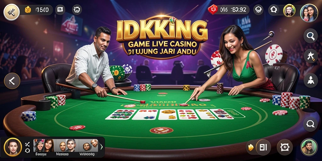 Screenshot IDRKING menampilkan dealer langsung dan gameplay kasino yang seru.
