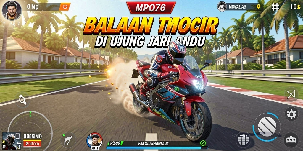 Tampilan gameplay MPO76 yang seru dan mendebarkan saat balapan.