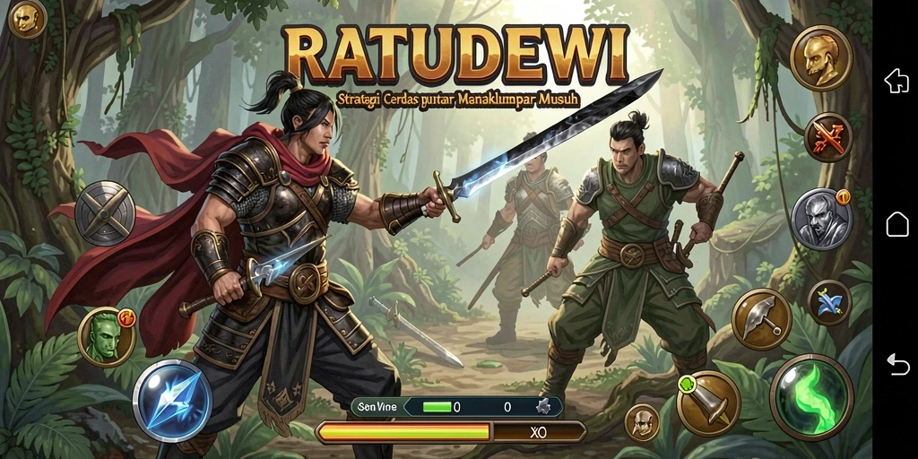 Tangkapan layar gameplay menampilkan pertempuran epik dalam RATUDEWI.
