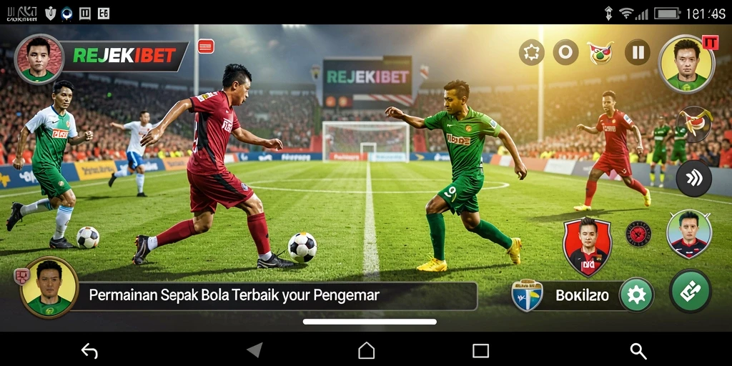 Tampilan aksi seru dalam permainan sepak bola REJEKIBET.