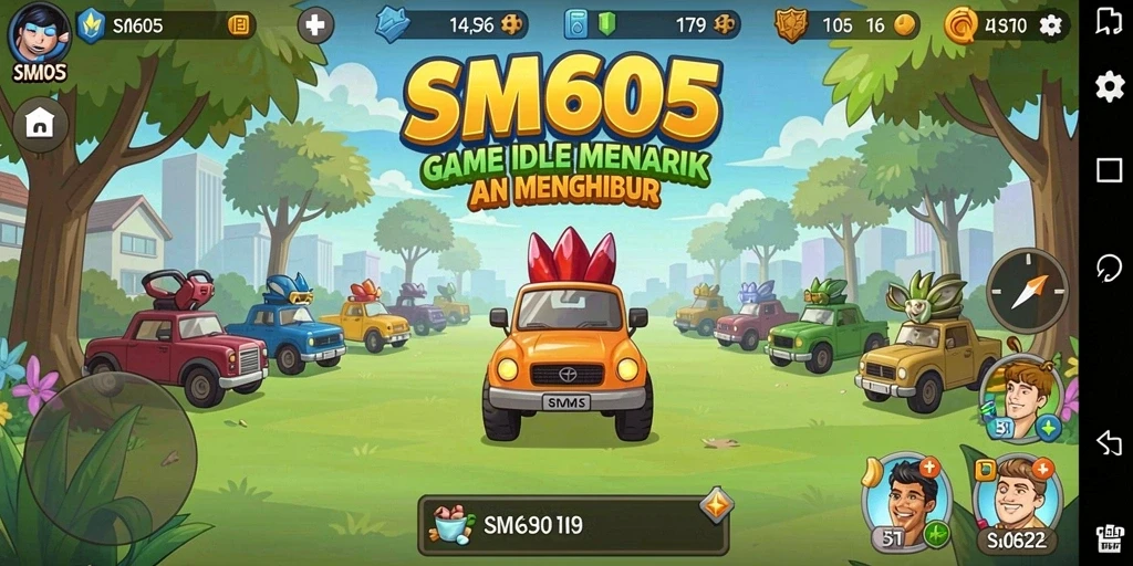 Tangkapan layar gameplay SM605 yang menunjukkan aktivitas Idle yang menyenangkan.