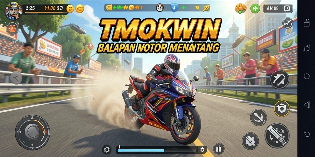 Tampilan gameplay balapan motor yang mendebarkan dan seru.
